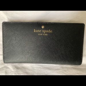 Kate Spade Black Leather Slim Eva Bifold Wallet